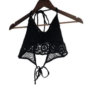 Intimately Free People Crochet Tie Back Crop Top Womens Size Medium M